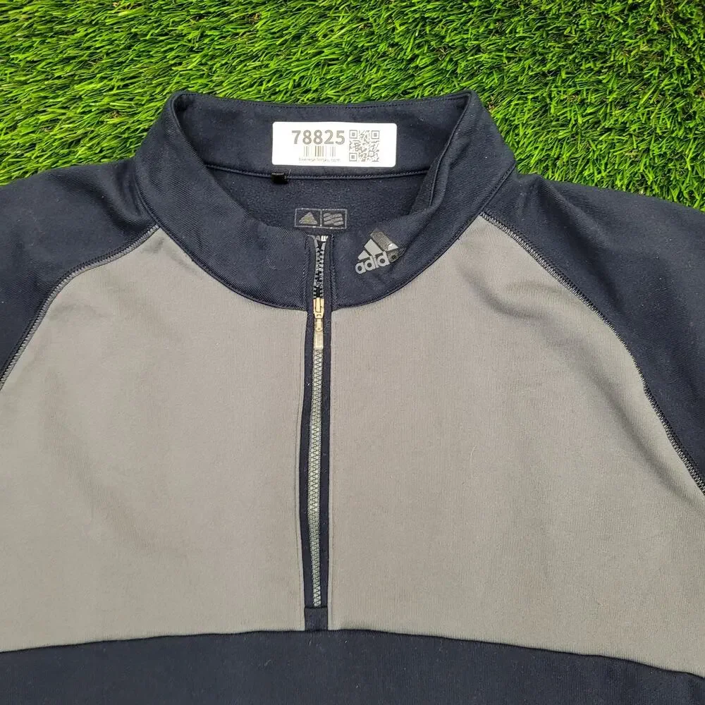ADIDAS 1/4 Zip Sweater XL 25x30 Navy-Blue Climawarm